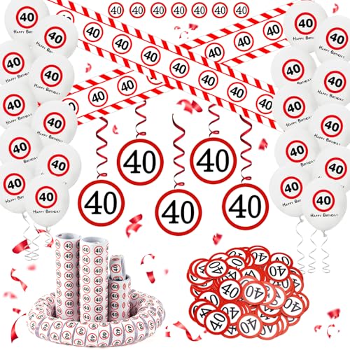 DazzJoy 40 Geburtstag Deko Männer Frauen Girlande Luftballons Luftschlangen Konfetti Set von Dazzjoy