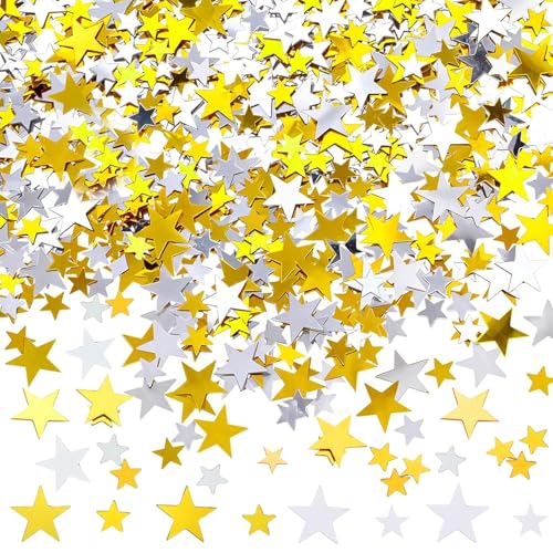 DazzJoy 4000 Stk Glitzer Streudeko Sterne Konfetti Weihnachten,2 Größen Sterne Deko Gold Silber,Weihnachtskonfetti Deko Sterne, Glitzersterne Streudeko Silvester,Pailletten Stern Tischdeko Streusterne DazzJoy 4000 Stk Glitzer Streudeko Sterne Konfetti Weihnachten,2 Größen Sterne Deko Gold Silber,Weihnachtskonfetti Deko Sterne, Glitzersterne Streudeko Silvester,Pailletten Stern Tischdeko Streusterne von Dazzjoy