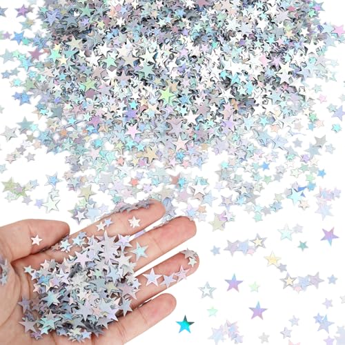 DazzJoy 4000 Stk Glitzer Streudeko Sterne Konfetti Weihnachten,2 Größen Sterne Deko Silber,Weihnachtskonfetti Deko Sterne, Glitzersterne Streudeko Silvester,Bunt Pailletten Stern Tischdeko Streusterne DazzJoy 4000 Stk Glitzer Streudeko Sterne Konfetti Weihnachten,2 Größen Sterne Deko Silber,Weihnachtskonfetti Deko Sterne, Glitzersterne Streudeko Silvester,Bunt Pailletten Stern Tischdeko Streusterne von Dazzjoy