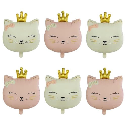 DazzJoy 6 Stück Katzen Geburtstag Deko Luftballons Geburtstag, XXL Luftballon Katze Tiere Ballons, Folienballon Katze Deko Geburtstag, Rosa Creme Kronen Katzen Ballons Geburtstag für Babyparty Deko DazzJoy 6 Stück Katzen Geburtstag Deko Luftballons Geburtstag, XXL Luftballon Katze Tiere Ballons, Folienballon Katze Deko Geburtstag, Rosa Creme Kronen Katzen Ballons Geburtstag für Babyparty Deko von Dazzjoy