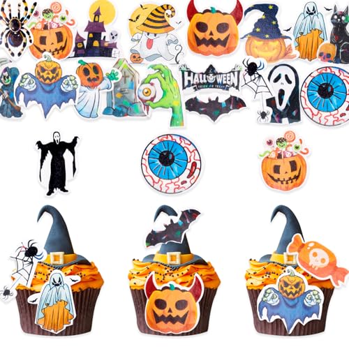 DazzJoy 60 Stück Tortendeko Essbar Halloween,Esspapier Tortendeko,Essbare Halloween Deko für Torte,Essbare Cupcake Toppers,Halloween Kuchen Deko Essbar,Essbare Deko Halloween,Halloween Deko Kuchen DazzJoy 60 Stück Tortendeko Essbar Halloween,Esspapier Tortendeko,Essbare Halloween Deko für Torte,Essbare Cupcake Toppers,Halloween Kuchen Deko Essbar,Essbare Deko Halloween,Halloween Deko Kuchen von Dazzjoy