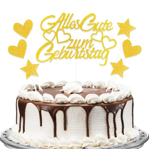 DazzJoy Tortendeko Geburtstag Mann Frau,7 Stück Alles Gute Zum Geburtstag Tortendeko,Cake Topper Happy Birthday,Happy Birthday Tortendeko Gold,Tortenstecker Geburtstag,Torten Topper Geburtstag von Dazzjoy