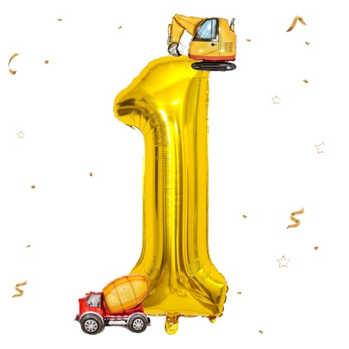 DazzJoy Bagger Luftballon 1. Geburtstag, 40 Zoll Gold Zahlenballon 1 mit Bagger Folienballon, Bagger Geburtstag Deko 1 Jahre Junge, Bagger Deko Zahlen 1 Ballon, Baustellen Party Kindergeburtstag Deko DazzJoy Bagger Luftballon 1. Geburtstag, 40 Zoll Gold Zahlenballon 1 mit Bagger Folienballon, Bagger Geburtstag Deko 1 Jahre Junge, Bagger Deko Zahlen 1 Ballon, Baustellen Party Kindergeburtstag Deko von Dazzjoy