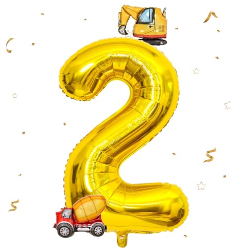 DazzJoy Bagger Luftballon 2. Geburtstag, 40 Zoll Gold Zahlenballon 2 mit Bagger Folienballon, Bagger Geburtstag Deko 2 Jahre Junge, Bagger Deko Zahlen 2 Ballon, Baustellen Party Kindergeburtstag Deko DazzJoy Bagger Luftballon 2. Geburtstag, 40 Zoll Gold Zahlenballon 2 mit Bagger Folienballon, Bagger Geburtstag Deko 2 Jahre Junge, Bagger Deko Zahlen 2 Ballon, Baustellen Party Kindergeburtstag Deko von Dazzjoy