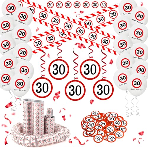 DazzJoy Deko 30 Geburtstag Mann Frau,30 Geburtstag Deko Set mit Absperrband 30. Geburtstage Deko, Luftballons, Luftschlangen, Konfetti,Spiralen Girlande,Verkehrsschild Geburtstagsdeko 30 Männer Frauen DazzJoy Deko 30 Geburtstag Mann Frau,30 Geburtstag Deko Set mit Absperrband 30. Geburtstage Deko, Luftballons, Luftschlangen, Konfetti,Spiralen Girlande,Verkehrsschild Geburtstagsdeko 30 Männer Frauen von Dazzjoy
