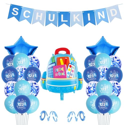 DazzJoy Einschulung Deko Jungen Luftballons, Schulanfang Deko Einschulung Junge Ballons, ABC 123 Schuleinführung Dekoration Luftballon, Schulkind 2025 Hängende Deko Girlande, Schultüten Deko Ballon DazzJoy Einschulung Deko Jungen Luftballons, Schulanfang Deko Einschulung Junge Ballons, ABC 123 Schuleinführung Dekoration Luftballon, Schulkind 2025 Hängende Deko Girlande, Schultüten Deko Ballon von Dazzjoy