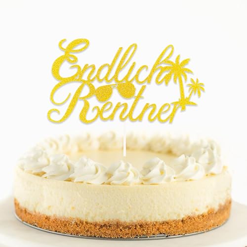 DazzJoy Glitzer Cake Topper Endlich Rentner,Glitzer Tortendeko Endlich Rentner,Rente Deko für Torten,Kuchendeko Rente Ruhestand,Torten Deko Ruhestand,Glücklichen Ruhestand Kuchendeko,Rentnerin 2025 von Dazzjoy