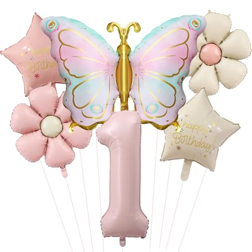 DazzJoy Schmetterling Geburtstagsdeko 1 Jahr Mädchen, Schmetterling Luftballon Deko 1. Geburtstag Mädchen, Ballon Zahlen 1 Rosa für Kindergeburtstag Deko1 Jahr, Erster Geburtstag Mädchen DazzJoy Schmetterling Geburtstagsdeko 1 Jahr Mädchen, Schmetterling Luftballon Deko 1. Geburtstag Mädchen, Ballon Zahlen 1 Rosa für Kindergeburtstag Deko1 Jahr, Erster Geburtstag Mädchen von Dazzjoy