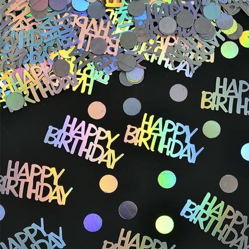 DazzJoy Glitzer Konfetti Tischdeko Geburtstag Groß 1-4,4cm,250 Stk Happy Birthday Deko Luftschlangen,Konfetti Geburtstag für Frau Mann Mädchen Junge,Geburtstagsdeko Tisch,Streudeko Geburtstag Confetti von Dazzjoy
