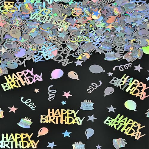DazzJoy Glitzer Konfetti Tischdeko Geburtstag,450 Stück Happy Birthday Deko Luftschlangen Bunt,Stern Konfetti Geburtstag für Frau Mann Mädchen Junge,Geburtstagsdeko Tisch,Streudeko Geburtstag Confetti von Dazzjoy