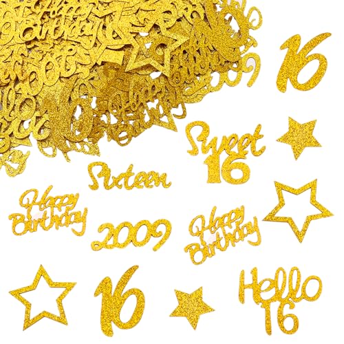DazzJoy Glitzer Original Konfetti 16 Geburtstag Mädchen Junge Deko Groß,120 Stück Streudeko Tischdeko 16. Geburtstage, Happy Birthday 16 Jahre,Deko 16 Geburtstag Mädchen Tisch,Sweet 16 Geburtstagsdeko von Dazzjoy