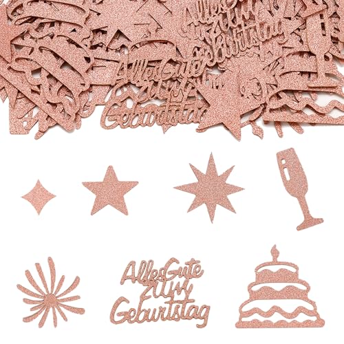 DazzJoy Glitzer Alles Gute zum Geburtstag Konfetti, 100 Stk Streudeko Geburtstag Tischdeko Rosa, Groß Konfetti Geburtstags, Happy Birthday Deko Luftschlangen Confetti, Geburtstagsdeko Tisch Mann Frau von Dazzjoy