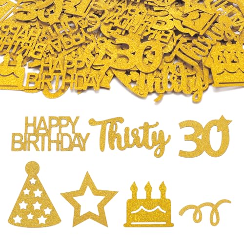 DazzJoy Konfetti 30 Geburtstag Deko Groß 3-5cm,100 Stück Tischdeko 30. Geburtstags Gold, Deko 30 Geburtstag Mann Frau,Streudeko 30er Jahre,Luftschlangen 30 Geburtstage Männer Frauen,Geburtstagsdeko 30 von Dazzjoy