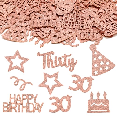 DazzJoy Konfetti 30 Geburtstag Deko Groß 3-5cm,100 Stück Tischdeko 30. Geburtstags Rosa, Deko 30 Geburtstag Mann Frau,Streudeko 30er Jahre,Luftschlangen 30 Geburtstage Männer Frauen,Geburtstagsdeko 30 von Dazzjoy