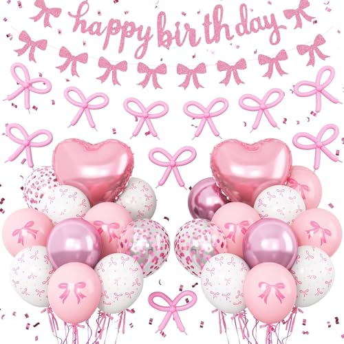 DazzJoy Schleifen Luftballons Geburtstag Rosa Set mit Happy Birthday Girlande, Schleife Helium Ballons, Geburtstagsdeko Schleifen Luftballon Rosa für Kindergeburtstag Deko Mädchen, Frau Dekoration DazzJoy Schleifen Luftballons Geburtstag Rosa Set mit Happy Birthday Girlande, Schleife Helium Ballons, Geburtstagsdeko Schleifen Luftballon Rosa für Kindergeburtstag Deko Mädchen, Frau Dekoration von Dazzjoy