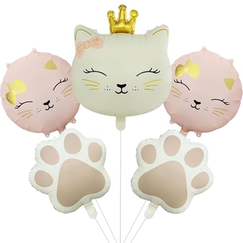 DazzJoy 5 Stück Katzen Deko Luftballons Tiere Geburtstag Set, XXL Luftballon Tiere Ballons Katze, Folienballon Tiere Katzen Geburtstag Deko Mädchen, Creme Rosa Kronen Katze Ballon für Party Animals DazzJoy 5 Stück Katzen Deko Luftballons Tiere Geburtstag Set, XXL Luftballon Tiere Ballons Katze, Folienballon Tiere Katzen Geburtstag Deko Mädchen, Creme Rosa Kronen Katze Ballon für Party Animals von Dazzjoy