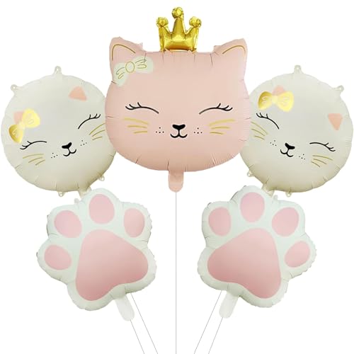 DazzJoy 5 Stück Katzen Deko Luftballons Geburtstag Set, XXL Luftballon Katze Tiere Ballons, Folienballon Tiere Katzen Geburtstag Deko Mädchen, Rosa Creme Kronen Katze Ballon für Kindergeburtstag Deko DazzJoy 5 Stück Katzen Deko Luftballons Geburtstag Set, XXL Luftballon Katze Tiere Ballons, Folienballon Tiere Katzen Geburtstag Deko Mädchen, Rosa Creme Kronen Katze Ballon für Kindergeburtstag Deko von Dazzjoy