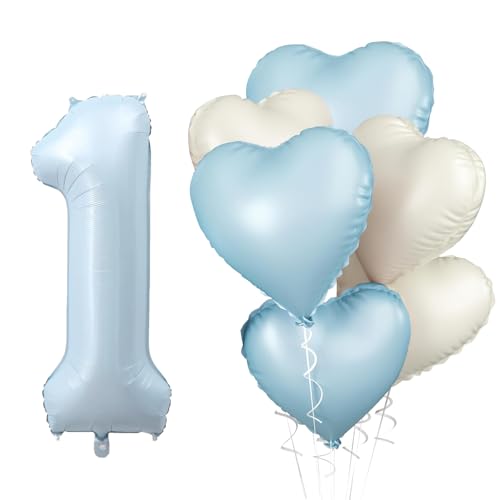 DazzJoy Luftballon 1. Geburtstag Deko Blau, 40 Zoll Blau Luftballons Zahlen 1, Geburtstagsdeko 1 Jahr Junge Mädchen, Herz Ballon 1 Geburtstag Junge Mädchen Deko, Folienballon Zahl 1 DazzJoy Luftballon 1. Geburtstag Deko Blau, 40 Zoll Blau Luftballons Zahlen 1, Geburtstagsdeko 1 Jahr Junge Mädchen, Herz Ballon 1 Geburtstag Junge Mädchen Deko, Folienballon Zahl 1 von Dazzjoy
