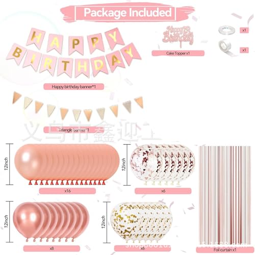 DazzJoy Luftballon Banner Geburtstag Set (Roségold) von Dazzjoy