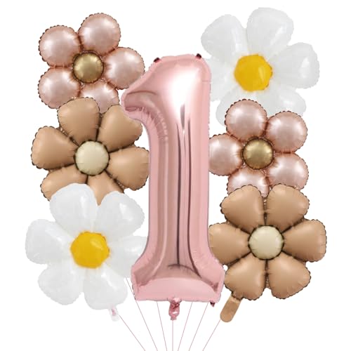 DazzJoy Geburtstagsdeko 1 Jahr Mädchen mit Gänseblümchen Folienballon, Luftballon Deko 1. Geburtstag Mädchen Junge, Ballon 1 Geburtstag Mädchens Deko, Rosegold Helium Ballons Zahlen 1 Jahr DazzJoy Geburtstagsdeko 1 Jahr Mädchen mit Gänseblümchen Folienballon, Luftballon Deko 1. Geburtstag Mädchen Junge, Ballon 1 Geburtstag Mädchens Deko, Rosegold Helium Ballons Zahlen 1 Jahr von Dazzjoy