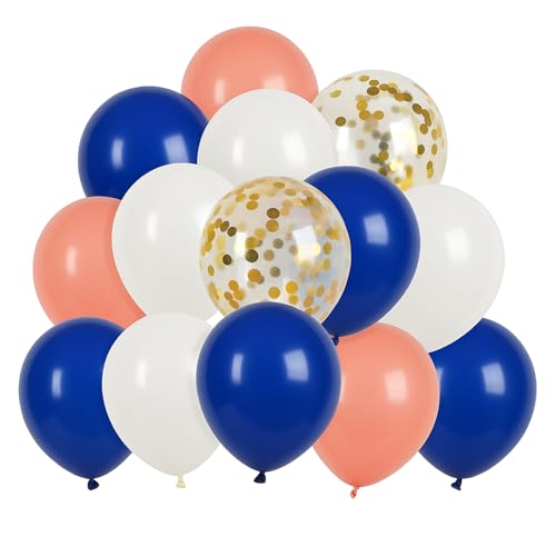 DazzJoy 20 Stück Helium Luftballons Blau Weiss,Blaue Luftballons Pfirsich,Gold Konfetti Luftballon BlauBallons Blau,Weiße Luftballon Hochzeit,Blaue Ballons Geburtstag von Dazzjoy