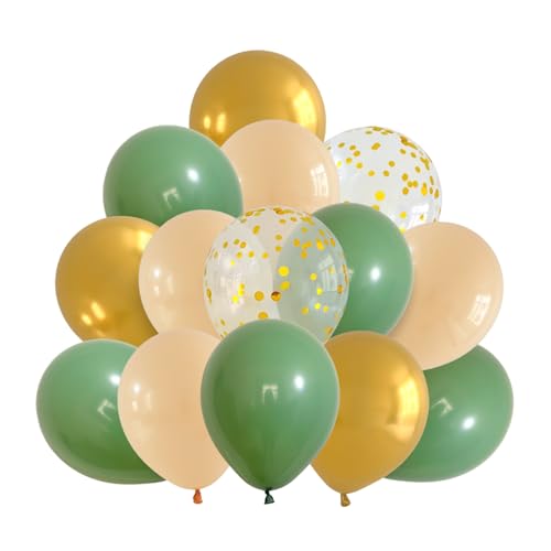 DazzJoy Luftballons Grün Gold, 20 Stück Grün Luftballons für Hochzeit,Helium Ballons Gold Aprikose, Geburtstag Luftballon Gold, Konfetti Ballons für Taufe Baby Shower von Dazzjoy
