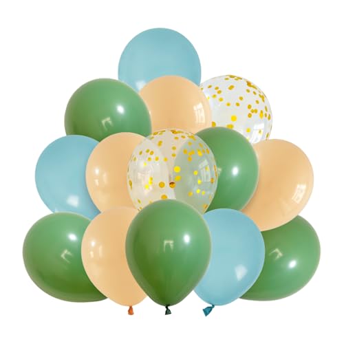 DazzJoy 20 Stück Luftballons Grün Set,Blau Luftballons Geburtstag,Helium Luftballon Grün Geburtstagsdeko,Ballons Blau für Babyparty,Aprikose Luftballon Hochzeit von Dazzjoy