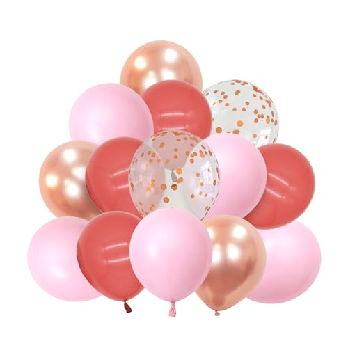 DazzJoy 20 Stück Luftballons Rosa, Roségold Luftballons Geburtstag, Geburtstagsdeko Rosa, Luftballon Rosegold für Hochzeit, Helium Ballons Pink,Konfetti Luftballon Rosenrot von Dazzjoy