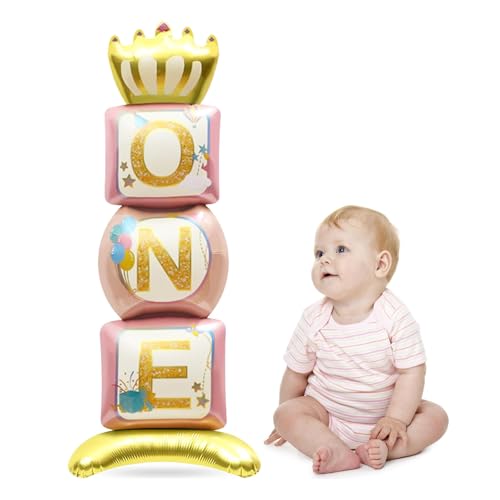 DazzJoy One Folienballon Stehend Rosa Mit Krone - XXL Ballon für 1. Geburtstag Mädchen - Luftballons für Kindergeburtstag Deko - 1 Jahr Geschenk DazzJoy One Folienballon Stehend Rosa Mit Krone - XXL Ballon für 1. Geburtstag Mädchen - Luftballons für Kindergeburtstag Deko - 1 Jahr Geschenk von Dazzjoy