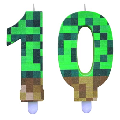 DazzJoy Pixel Kerze 10. Geburtstag Junge Deko, Pixel Geburtstagskerzen Zahlen 10, Cartoon Gaming Themen Kerzen 10 Geburtstag Junge, Geburtstagskerze 10 Jahre Junge, Spiel Pixel Zahlenkerze 10 Grün DazzJoy Pixel Kerze 10. Geburtstag Junge Deko, Pixel Geburtstagskerzen Zahlen 10, Cartoon Gaming Themen Kerzen 10 Geburtstag Junge, Geburtstagskerze 10 Jahre Junge, Spiel Pixel Zahlenkerze 10 Grün von Dazzjoy