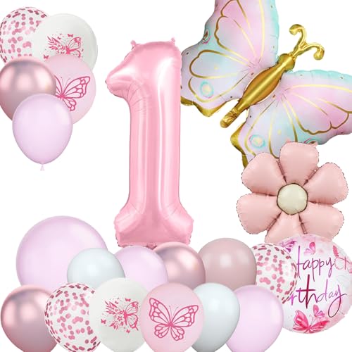 DazzJoy Schmetterlinge Deko Luftballon 1. Geburtstag Mädchen DazzJoy Schmetterlinge Deko Luftballon 1. Geburtstag Mädchen von Dazzjoy