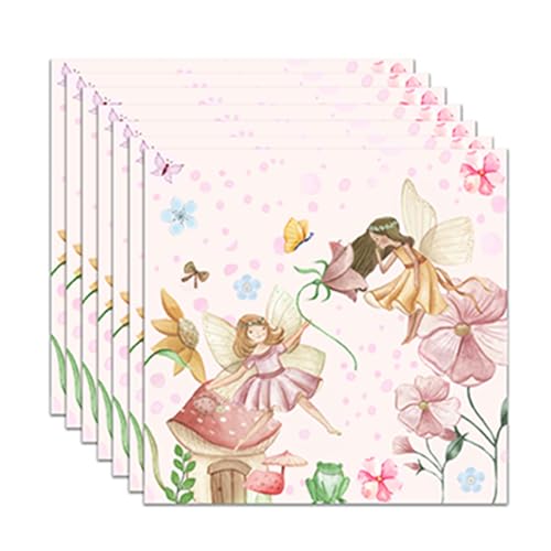 DazzJoy Servietten Schmetterling Feen Geburtstag Deko 33x33cm, 20 Stück Fee Papierservietten, Feen und Elfen Servietten Geburtstag Mädchen,Servietten Rosa für Frühling,Karneval,Ostern Kindergeburtstag von Dazzjoy