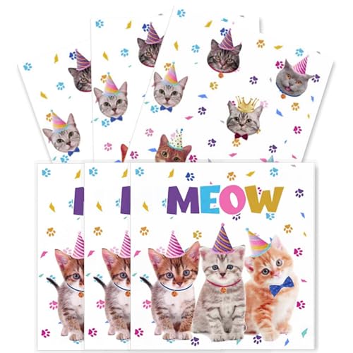 DazzJoy 20× Katzen Servietten Kindergeburtstag, Servietten Katze Deko 33X33cm,Katzenserviette Geburtstag Deko,Katzendeko Papierservietten,Servietten Katzen Tischdeko für Haustier Party,Geburtstagsdeko von Dazzjoy