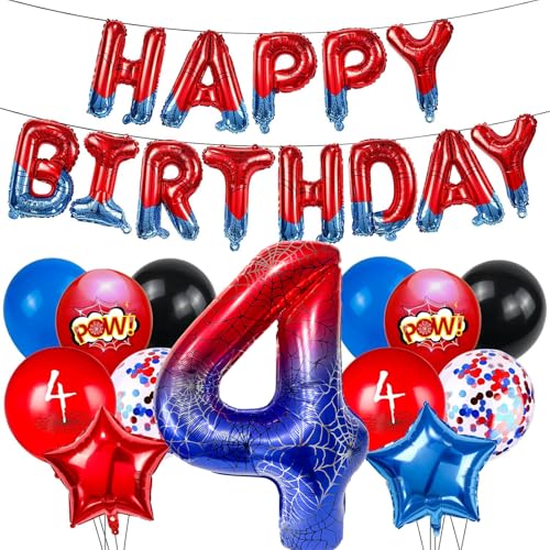DazzJoy Spider Geburtstagsdeko 4 Jahre Junge Set mit Happy Birthday Ballon, Spidey Luftballon 4 Jahre, Spinnen 40 Zoll 4 Luftballons Zahl, Spidey Deko Geburtstag 4 Junge, Spider Ballon 4 Geburtstag DazzJoy Spider Geburtstagsdeko 4 Jahre Junge Set mit Happy Birthday Ballon, Spidey Luftballon 4 Jahre, Spinnen 40 Zoll 4 Luftballons Zahl, Spidey Deko Geburtstag 4 Junge, Spider Ballon 4 Geburtstag von Dazzjoy