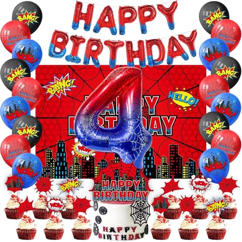 DazzJoy Spider Geburtstagsdeko 4 Jahre Junge Set DazzJoy Spider Geburtstagsdeko 4 Jahre Junge Set von Dazzjoy