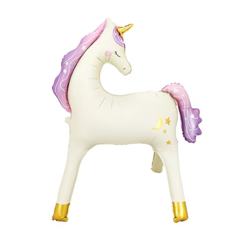 DazzJoy 3D Einhorn Luftballon Geburtstagsdeko Kinder, XXL Einhorn Ballon Mädchen, Luftballon Einhorn Stehend, Einhorn Deko Kindergeburtstag, Einhorn Folienballon Party Deko von Dazzjoy