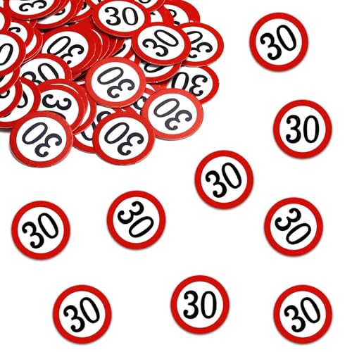 DazzJoy Konfetti 30 Geburtstag Deko,100 Stk Verkehrsschild Tischdeko 30 Geburtstag Frau Mann, Streudeko 30. Geburtstags Deko Konfetti,30 Geburtstage Frauen Männer Confetti,30. Jahre Tischdeko Geschenk von Dazzjoy
