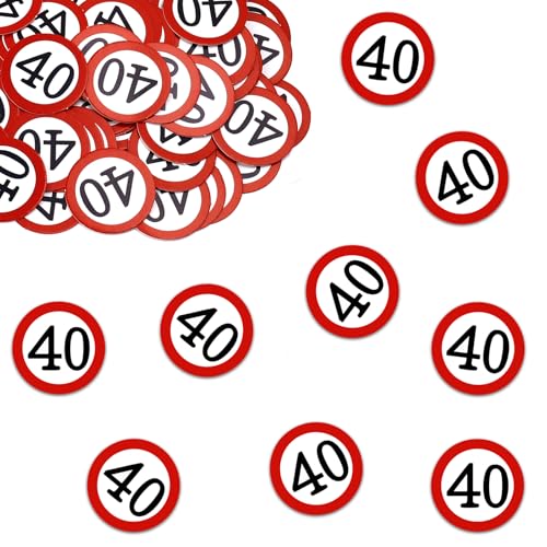 DazzJoy Konfetti 40 Geburtstag Deko,100 Stk Verkehrsschild Tischdeko 40. Geburtstag Frauen Männer,Streudeko 40. Geburtstags Deko Konfetti,40 Geburtstage Frau Mann Confetti,40. Jahre Tischdeko Geschenk von Dazzjoy