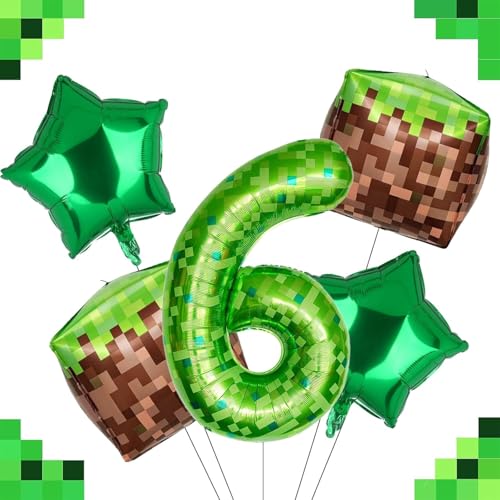 DazzJoy Videospiele Pixel Bergmann Geburtstagsdeko 6 Jahre Junge DazzJoy Videospiele Pixel Bergmann Geburtstagsdeko 6 Jahre Junge von Dazzjoy