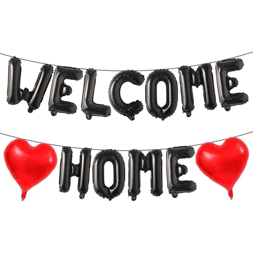DazzJoy Willkommen Zuhause Luftballons Schwarz Rot, 16 Zoll Schwarz WELCOME HOME Buchstaben Ballons, Welcome Home Deko Folienballon, Willkommen Zurück Deko Helium Ballon für Babyparty, Familie Party DazzJoy Willkommen Zuhause Luftballons Schwarz Rot, 16 Zoll Schwarz WELCOME HOME Buchstaben Ballons, Welcome Home Deko Folienballon, Willkommen Zurück Deko Helium Ballon für Babyparty, Familie Party von Dazzjoy