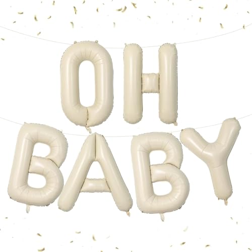 DazzJoy Oh Baby Luftballon, 16 Zoll Cremeweiß OH BABY Buchstaben Ballons, Oh Baby Luftballons Geburtstag, Oh Baby Folienballon, Oh Baby Helium Ballon für Babyparty Deko Junge Mädchen, Oh Baby Deko DazzJoy Oh Baby Luftballon, 16 Zoll Cremeweiß OH BABY Buchstaben Ballons, Oh Baby Luftballons Geburtstag, Oh Baby Folienballon, Oh Baby Helium Ballon für Babyparty Deko Junge Mädchen, Oh Baby Deko von Dazzjoy