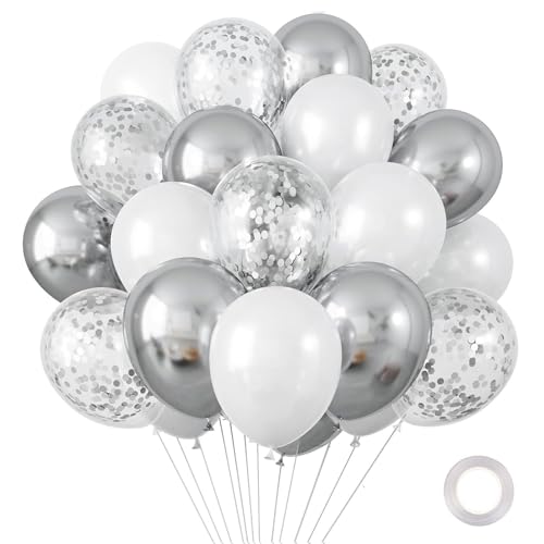 Luftballons Silber Weiß,10 Stk 12 Zoll Metallic Silber Helium Ballon Silberhochzeit Deko,Konfetti Ballons Silber,Luftballons Geburtstag für Babyparty,Neujahr,Graduierung,Jubiläum Deko Silberhochzeit Luftballons Silber Weiß,10 Stk 12 Zoll Metallic Silber Helium Ballon Silberhochzeit Deko,Konfetti Ballons Silber,Luftballons Geburtstag für Babyparty,Neujahr,Graduierung,Jubiläum Deko Silberhochzeit von Dazzjoy