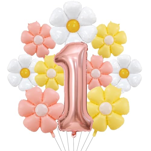 Geburtstagsdeko 1 Jahr Mädchen mit Gänseblümchen Folienballon, Deko 1. Geburtstag Mädchen Junge, Rosegold Luftballon 1. Geburtstag Deko Set mit Zahl 1 Ballon, Erster Geburtstag Mädchen Deko Geschenk Geburtstagsdeko 1 Jahr Mädchen mit Gänseblümchen Folienballon, Deko 1. Geburtstag Mädchen Junge, Rosegold Luftballon 1. Geburtstag Deko Set mit Zahl 1 Ballon, Erster Geburtstag Mädchen Deko Geschenk von Dazzjoy