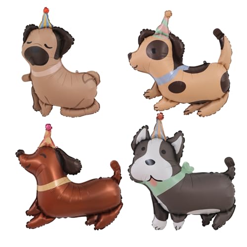 Hund Folienballon Tiere,4 Stk Hund Deko Luftballons Geburtstag,Kindergeburtstag Deko Mädchen Jungen Luftballons Tiere, Hunde Ballon Tiere für Geburtstag,Babyshower,Hunde Tiere Thema Party Dekoration Hund Folienballon Tiere,4 Stk Hund Deko Luftballons Geburtstag,Kindergeburtstag Deko Mädchen Jungen Luftballons Tiere, Hunde Ballon Tiere für Geburtstag,Babyshower,Hunde Tiere Thema Party Dekoration von Dazzjoy