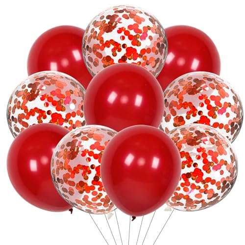 DazzJoy Metallic Luftballons Rot, 10 Stück Konfetti Rote Luftballons Geburtstag, Latex Rote Helium Ballons, Konfetti Luftballon Rot für Valentinstag, Hochzeit, Brautparty, Geburtstag Party Dekoration DazzJoy Metallic Luftballons Rot, 10 Stück Konfetti Rote Luftballons Geburtstag, Latex Rote Helium Ballons, Konfetti Luftballon Rot für Valentinstag, Hochzeit, Brautparty, Geburtstag Party Dekoration von Dazzjoy