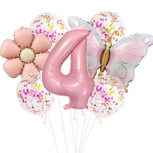 Schmetterlinge Deko Luftballon 4. Geburtstag Mädchen,Zahlen 4. Folienballon Schmetterling,4 Jahre Geburtstagsdeko Schmetterling,Luftballon 4. Geburtstag Mädchen Geburtstage Schmetterlinge Themen Party von Dazzjoy