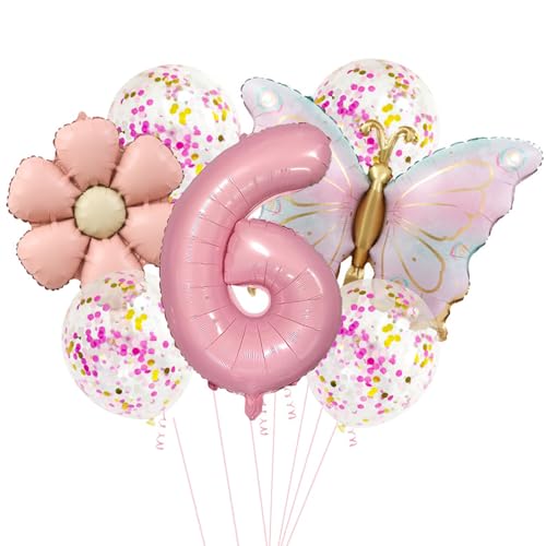 Schmetterlinge Deko Luftballon 6. Geburtstag Mädchen,Zahlen 6. Folienballon Schmetterling,6 Jahre Geburtstagsdeko Schmetterling,Luftballon 6. Geburtstag Mädchen Geburtstage Schmetterlinge Themen Party von Dazzjoy