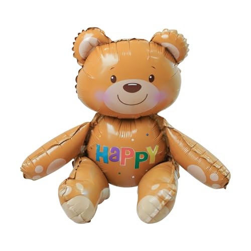 XXL Bär Folienballon HAPPY, Luftballons Braun Bär für Kindergeburtstag, Baby Shower, Jungen & Mädchen, Helium Ballon Tierfigur für Deko, Party, Feier, Geburtstag, Kinderzimmer, Geburtstagsdeko Ballon von Dazzjoy