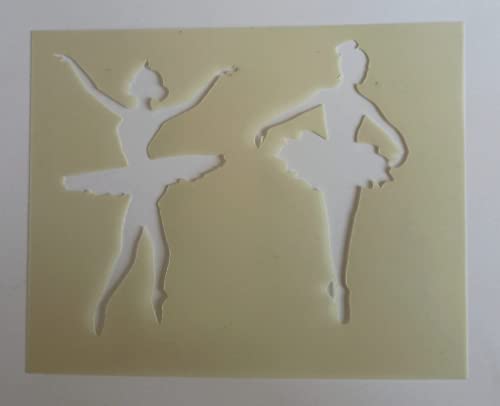 Ballet Dancers A5 Mylar-Kunststoff-Schablone 2 Ballerinas 12,7 cm hoch tanzend von Dazzle Glitter Tattoos
