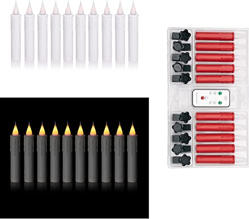 (3D-weiß-10883, 10er Set mit Fernbedienung) Kabellose LED Baumkerzen, Fernbedienung, erweiterbar, Timer, Flacker/Standlicht, Dimmer. Weihnachtsbaumkerzen Weihnachtskerzen Christbaumkerzen von DbKW